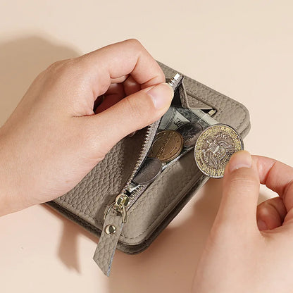 New Genuine Leather Women's Wallet Simple Mini Womens Wallets Card Bag Zipper Small Coin Bag Purse