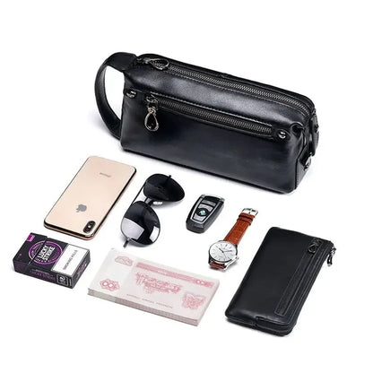 2024 New Fashion Men Large Clutch Cow Genuine Real Leather Boy Handbags Luxury Brand Business Clutches Male Wallets Cash Purses