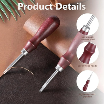 Reliable- Leather Edge Skiving Beveler Set, 2 Pcs Leather Working Tools for DIY Leathercraft, Sizes 1.0 mm & 1.5 mm