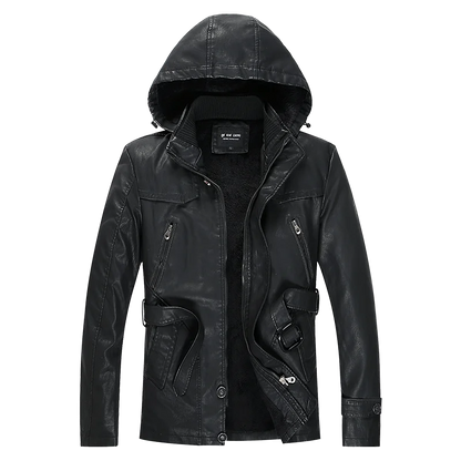 Leather Jackets Outwear Brand Clothing Men's Leather Jackets Winter New Thick Mens Fashion Style Hooded Motorcycle PU Coats Male