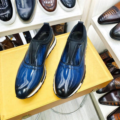 Men's Leather Shoes Comfortable Casual Men's Shoes Non-Slip Sole Glossy Sneakers Wedding High-End Occasion Dating Men's Shoes