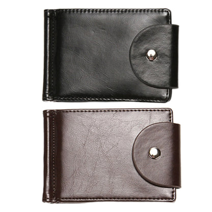 Men PU Leather Wallet With 3 Card Slots & Money Clip Business Card Holder