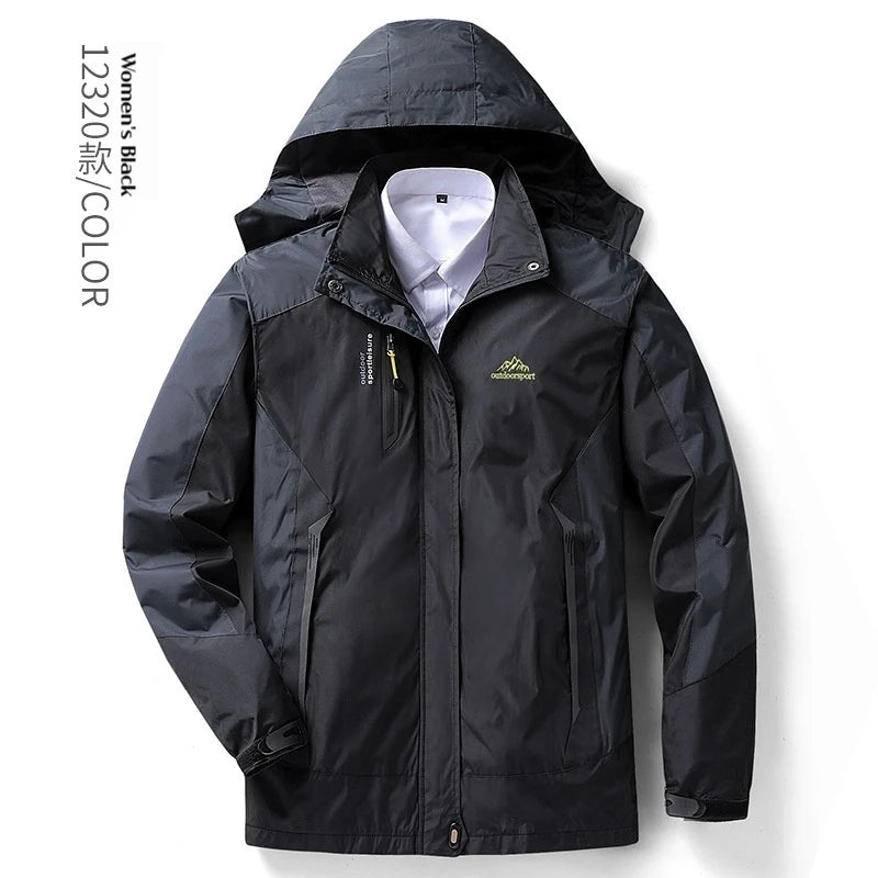 Men's Waterproof Windproof Rain Jacket Hiking Trekking Ski Outdoor Sports Coat Lightweight Packable Hooded Raincoat for Travel
