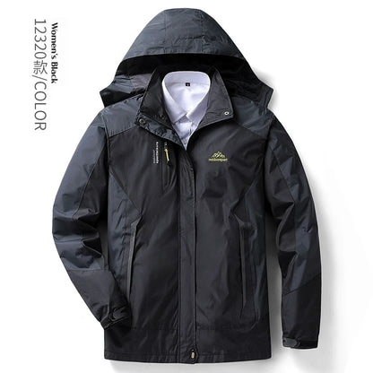 Men's Waterproof Windproof Rain Jacket Hiking Trekking Ski Outdoor Sports Coat Lightweight Packable Hooded Raincoat for Travel