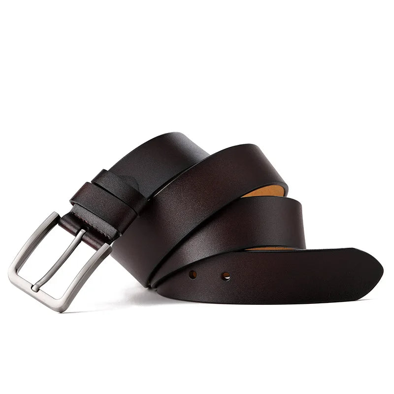 3.7cm Wide Men's Synthetic Leather Belt with Metal Pin Buckle, Casual Jeans Belt for Men, Unisex Synthetic Leather Pants Belt