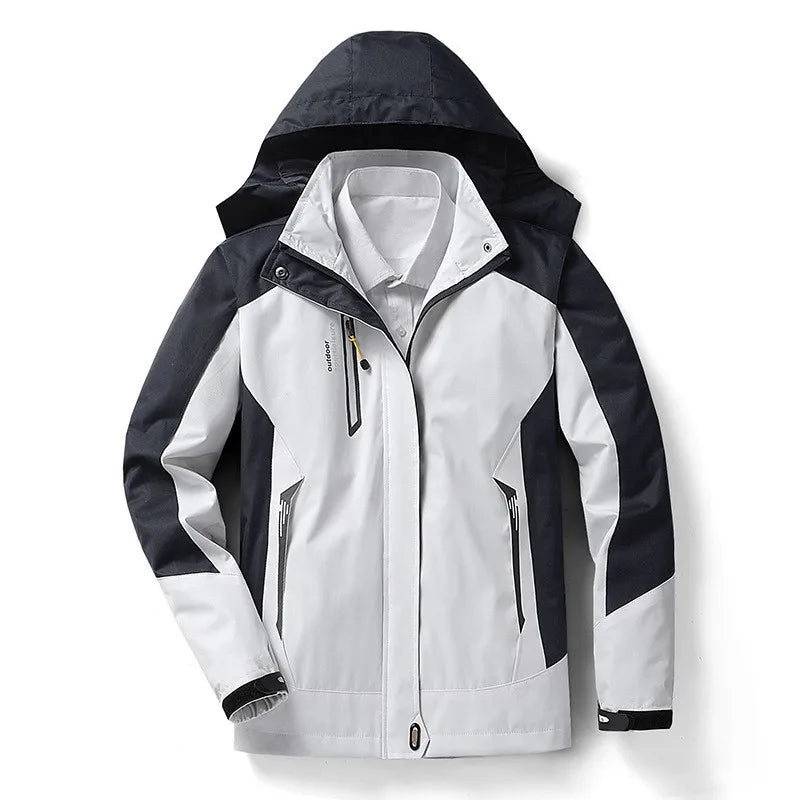Men's Waterproof Windproof Rain Jacket Hiking Trekking Ski Outdoor Sports Coat Lightweight Packable Hooded Raincoat for Travel