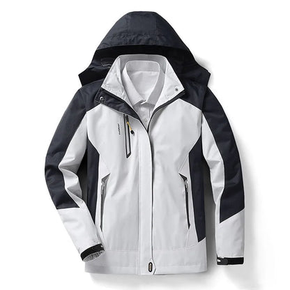 Men's Waterproof Windproof Rain Jacket Hiking Trekking Ski Outdoor Sports Coat Lightweight Packable Hooded Raincoat for Travel