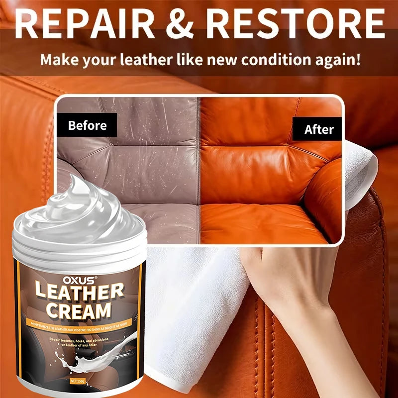 Leather Care Cream -150g Refurbishment Gloss for Sofas, Jackets, Shoes, and Accessories to Enhance Gloss, Prevent Agin