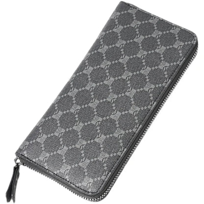 Fashion Men's High Quality Pu Leather  Long Wallet Mobile Phone Card Clip Coin Purse Pattern Plaid Wallet Large Capacity
