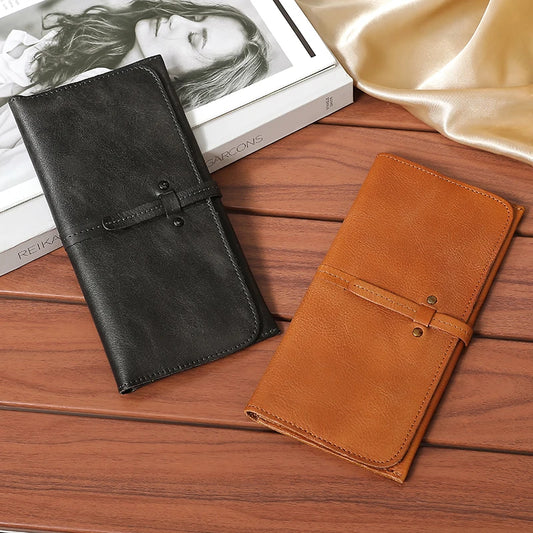 Wallet Men's Leather Long Youth First Layer Real Cowhide Wallet Women's Casual Hand-polished Old Retro Wallet