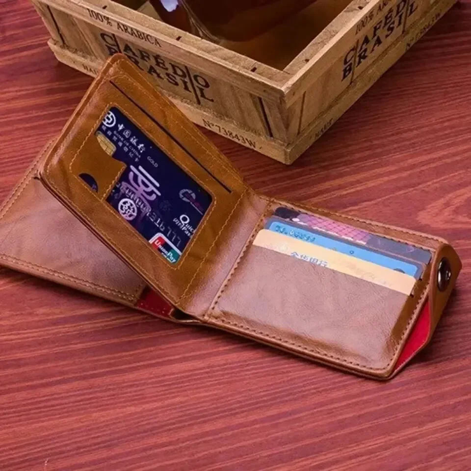 Male Leather Walet Photo Card Holder Fashion Large Capacity Wallet Purse Bag Men's Wallets With 100 US Dollar Pattern Wallet