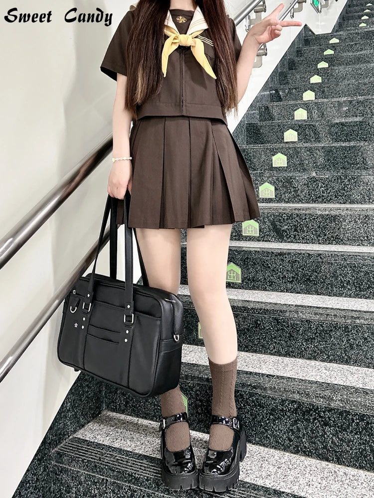 Briefcase High Students Bag Schoolbags Shoulder Bags 14-16 Inch Laptop Bag's Messenger Bags Office Handbag PU Leather Tote Bag