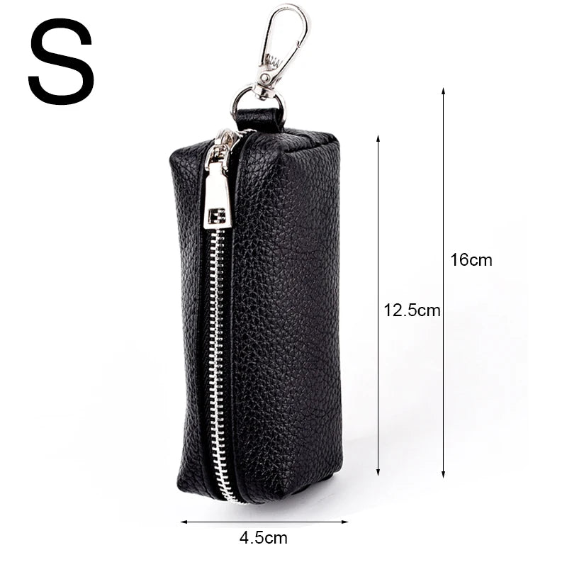 Genuine Leather Large Keychain Change Bag For Men Women Fashion Clutch Key Holder Organizer Coin Purse Coin Change Storage Bag