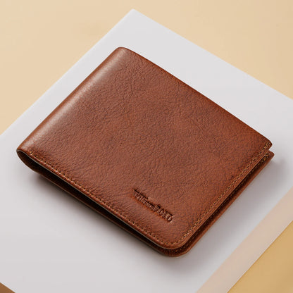 Men's Wallet 2025 New Style Vintage Top Grain Leather Ultra-Thin Card Holder Anti-Theft Anti-Scratch Anti-De-Magnetization Card