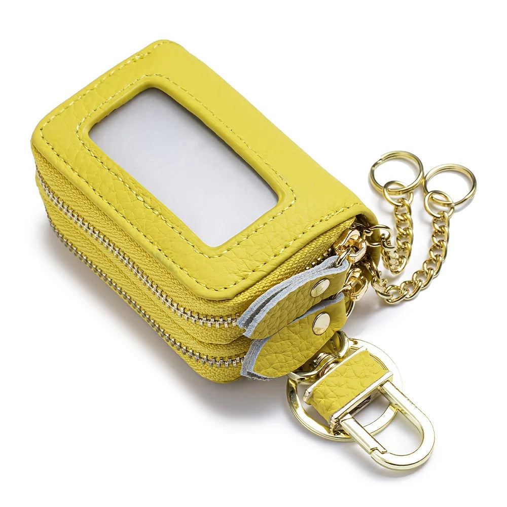 New Unisex Genuine Leather Key Wallet Men Casual Zipper Car Key Organizer Female Double Design Key Case Fashion Keychain Wallet