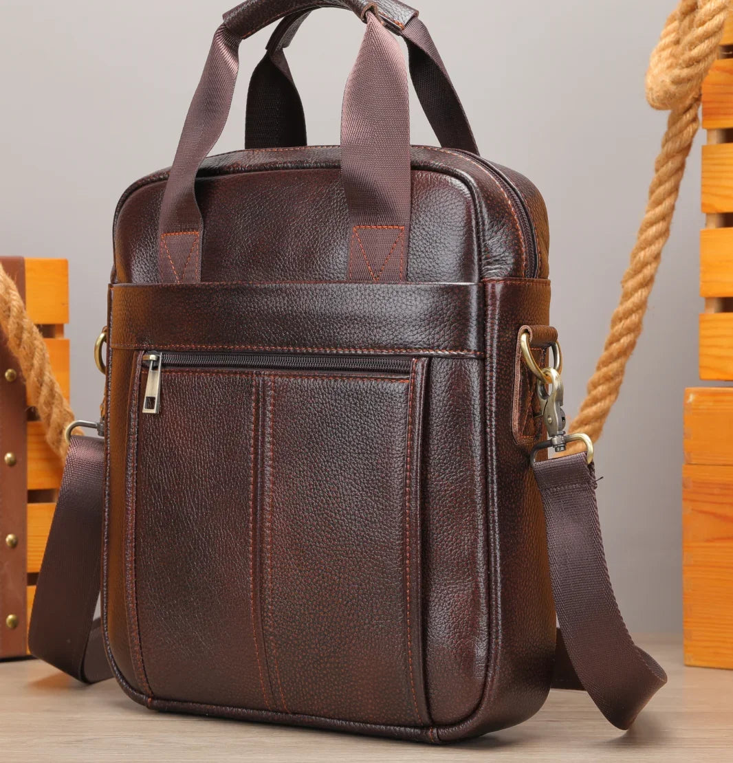 Men's Shoulder Bags Genuine Leather Crossbody Messenger Bag for 13.3 Inch Laptop Briefcase Leather Man Handbags 8577