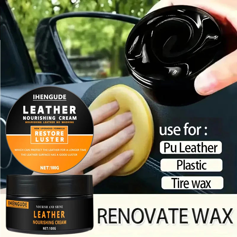 Leather Care Agent, Long-Lasting Car Seat Polishing and Nourishing Care, Leather Care Cream Suitable for Leather Pants, Bags, Shoes, Furniture