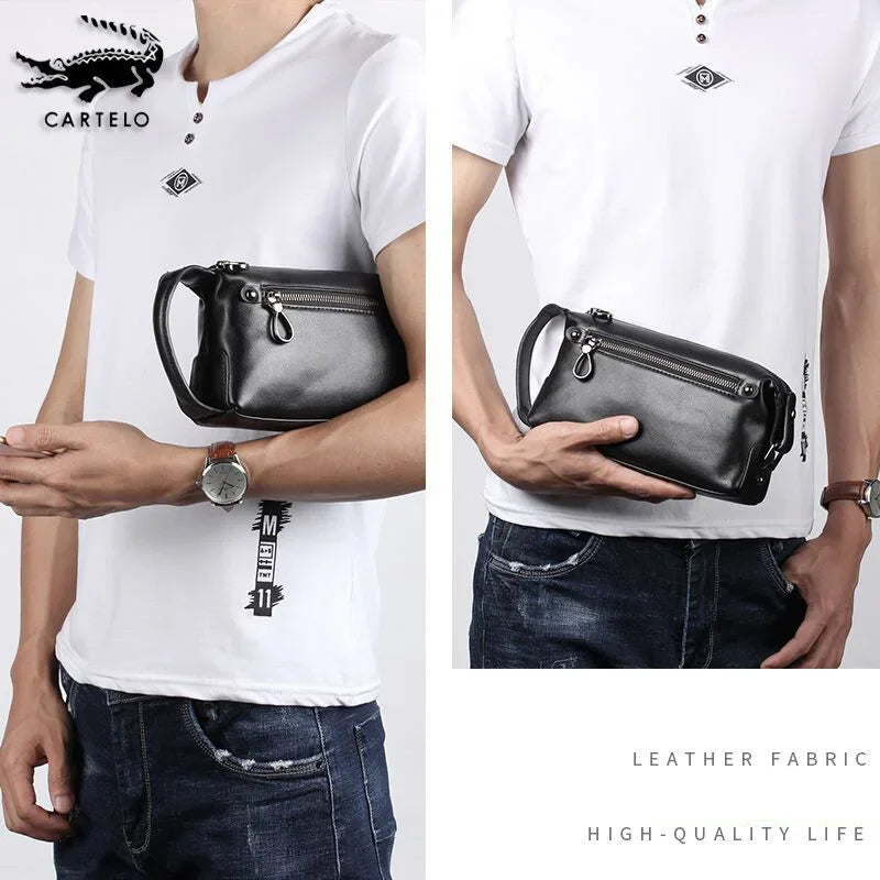2024 New Fashion Men Large Clutch Cow Genuine Real Leather Boy Handbags Luxury Brand Business Clutches Male Wallets Cash Purses