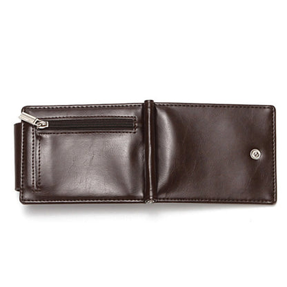 Men PU Leather Wallet With 3 Card Slots & Money Clip Business Card Holder