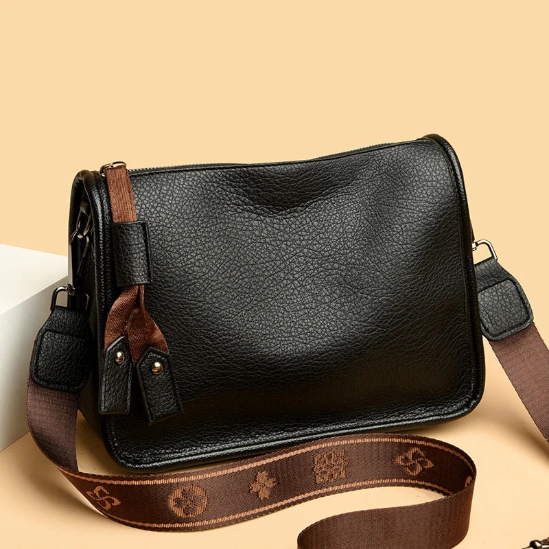 High Quality  Leather Women Tote Bag Luxury Soft Cowhide Ladies Shoulder Crossbody Bags 2024 Fashion Female Messenger Sac