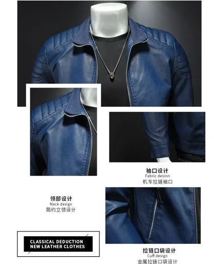 Men PU Leather Jacket Motorcycle Streetwear Baseball Outdoor Bomber Casual coat Men Autumn Motorcycle Windbreaker Male Outwear
