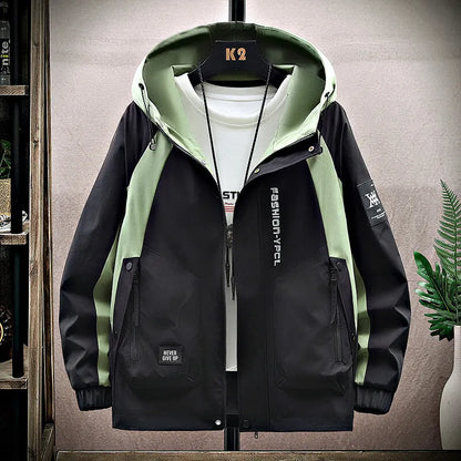 Men's High Streetwear Fashion Hooded Jackets 2026 Spring Autumn Loose Casual Coats Youth Outdoor Sports Windbreaker Top Clothing