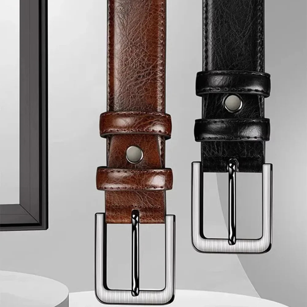 2pcs High Quality PU Leather Men's Belt, Casual and Business Needle Buckle Belts, Masculine Design, Fashion Novelty Waistband