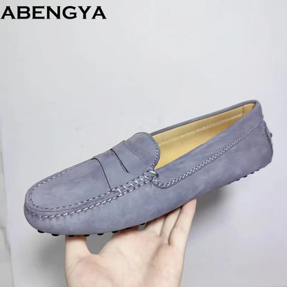 ABENGYA Real Leather Loafers Flat Shoes Women Slip On Ladies Casual Single Shoes Ballet Flats Shoes For Women Mules