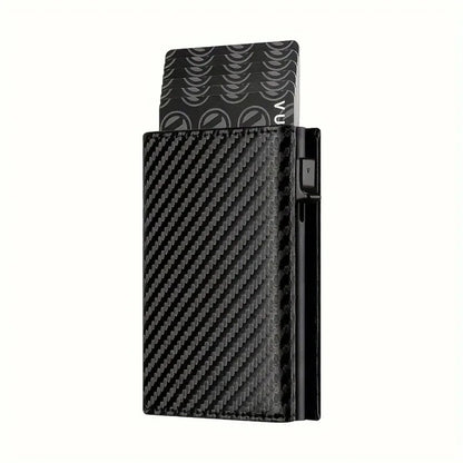 Men's Wallet with Zipper Coin Purse Automatic Pop-up Metal Credit Card Holder Minimalist RFID Blocking Business Card Wallet Idea