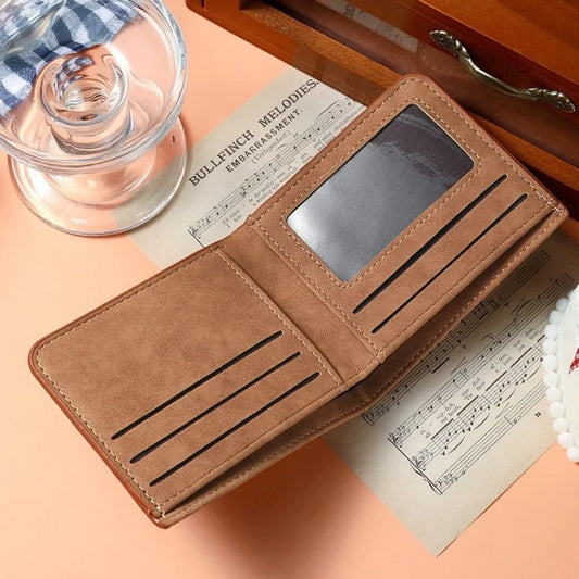 New Folding Men's Leather Wallet Solid Color Simple Coin Purse Matte Thin Short Wallet Men's Accessories