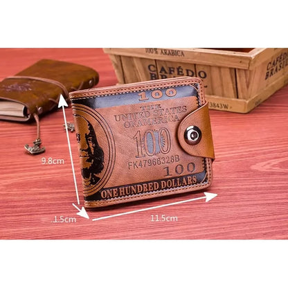 Men's Wallets with 100 US Dollar Pattern Male Photo Card Holder Leather Wallet Fashion Large Capacity Purse Bag