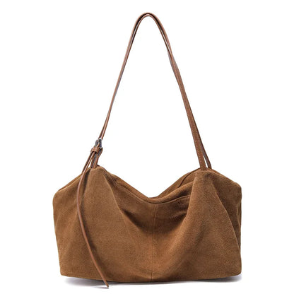 Women's Natural Nuede Genuine Leather Handbags Ladies large capacity Tote Bag Female Design Luxury Commuting Yoga Bag  hobo bag